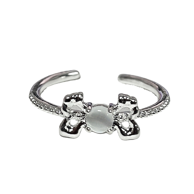 A unique plain ring with an irregular bow and an open ring, exuding a high-end feminine charm, a niche and cold style, and a simple food ring Item Picture