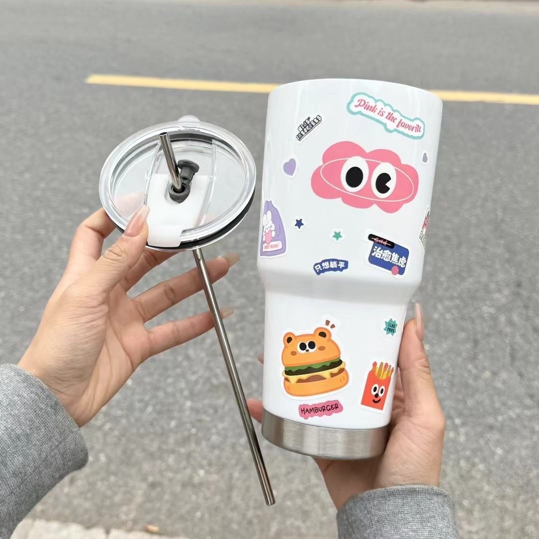 Ice king cup, car cup, portable coffee cup, cold preservation cup, thermos cup, dual-purpose summer stainless steel straw cup Application Scenario