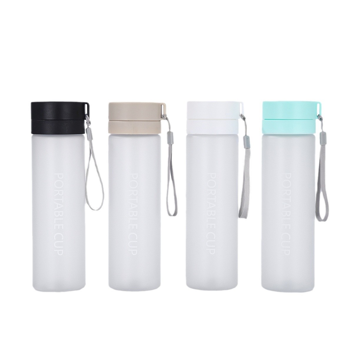 Double-lid frosted plastic cups, large-capacity sports water bottles with tea stranding, portable cups for outdoor use, wholesale Item Picture