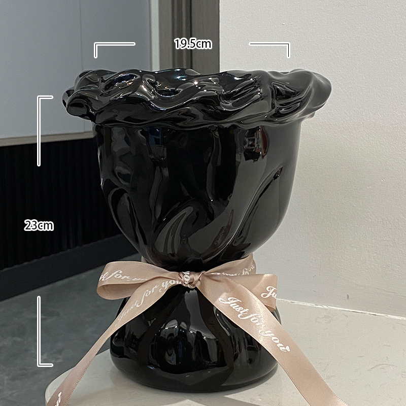 New flower-shaped ceramic hand-held flower vases for home decoration and newlyweds Specification drawing