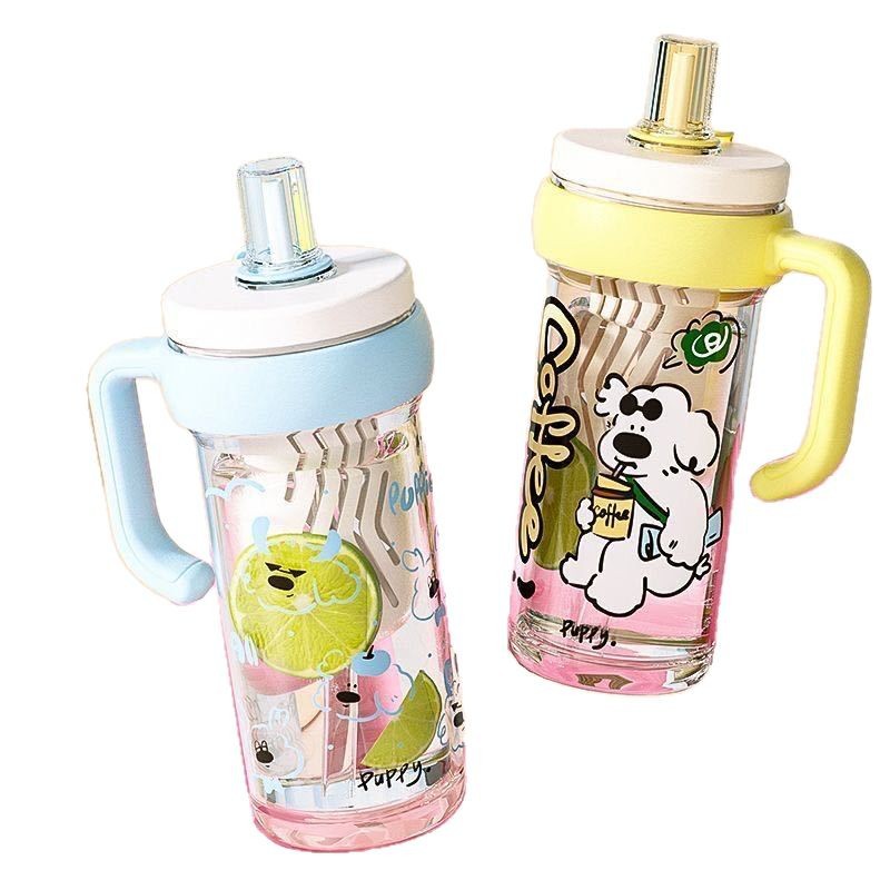 High appearance level handle plastic cup for girls, large capacity 2025 new model tea and water separation with handle, student straw cup Item Picture
