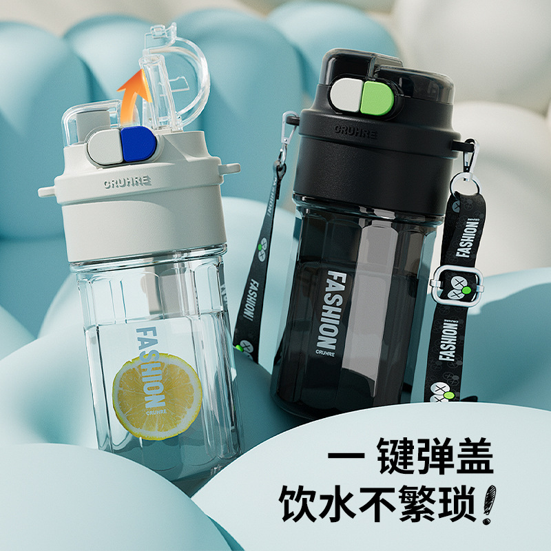High appearance level, big eyes plastic cup, large capacity, convenient water cup for men and women's sports, creative dual-drinking portable water cup Application Scenario