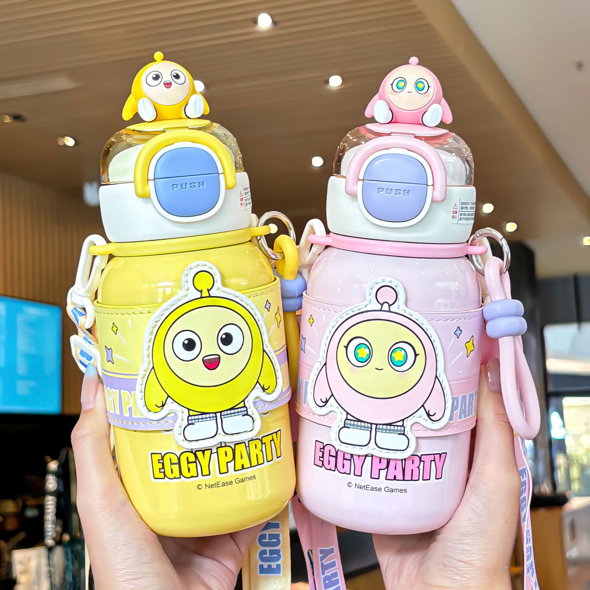 The Egg Boy Party Family series of double-drink cup sleeves, children's insulated cups, lock design, sturdy cup rings, portable water cups details Picture