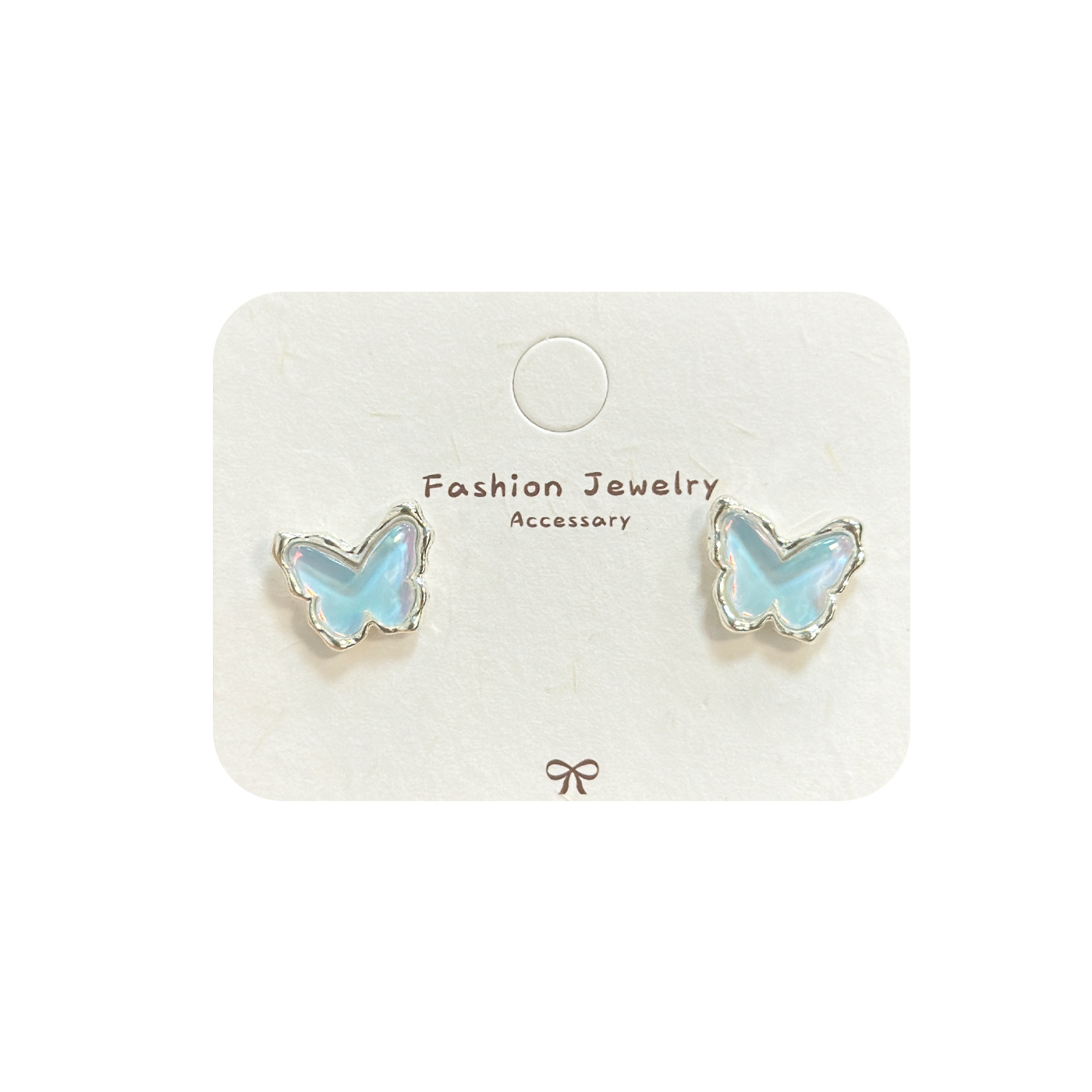 Summer sea salt laser ice-transparent butterfly earrings, women's silver needle, niche, ethereal, sweet and fresh style earrings wholesale Item Picture