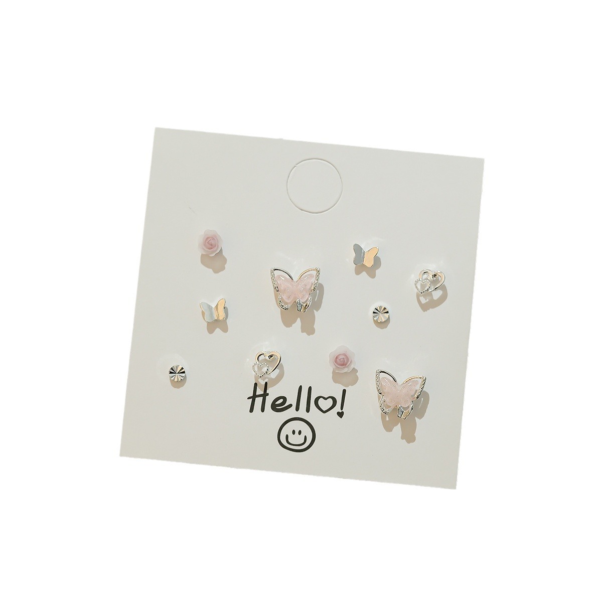 Sweet and cute silver needle, small and exquisite stud earrings, niche new set, ins fresh glitter butterfly earrings wholesale Item Picture