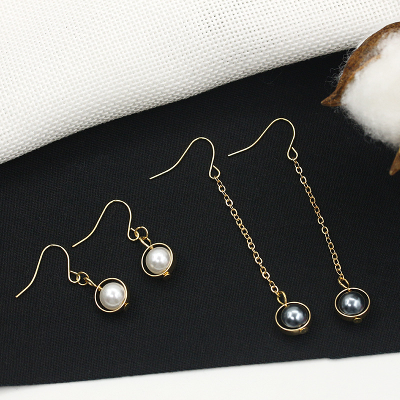 Wholesale of simple Japanese and Korean earrings, sweet candies, five-pointed star stud earrings, personalized long asymmetrical earrings Specification drawing