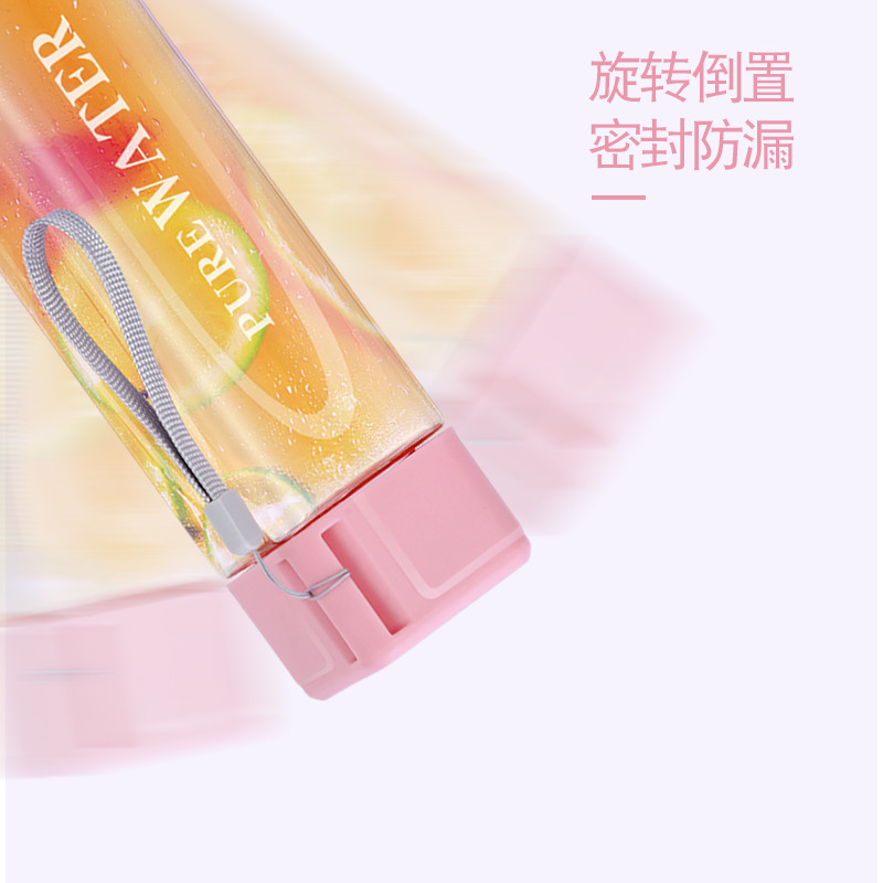 Simple square water cup, personalized casual cup, creative summer Internet celebrity cup, leak-proof and shock-resistant plastic cup, custom LOGO details Picture