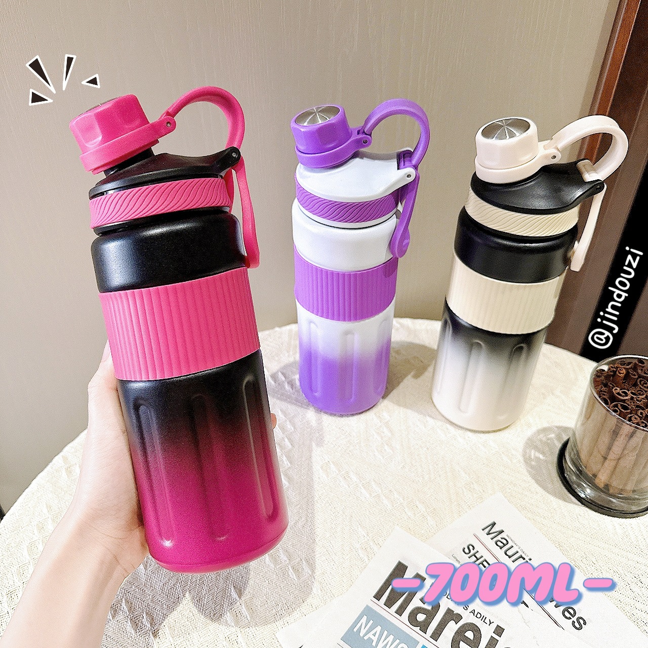 New high-appearance-level insulated cup, 316 stainless steel water cup, anti-drop outdoor fitness handle, men's and women's sports cup details Picture