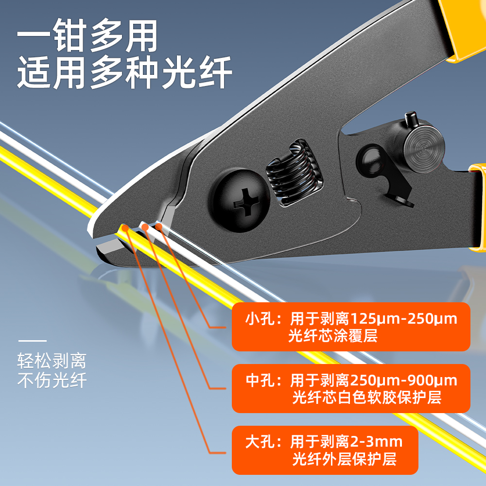Fiber optic Miller pliers, fiber optic stripper pliers, three-port fiber stripper pliers, wire opener, Maitreya pliers, cold splicing tool set, light details Picture