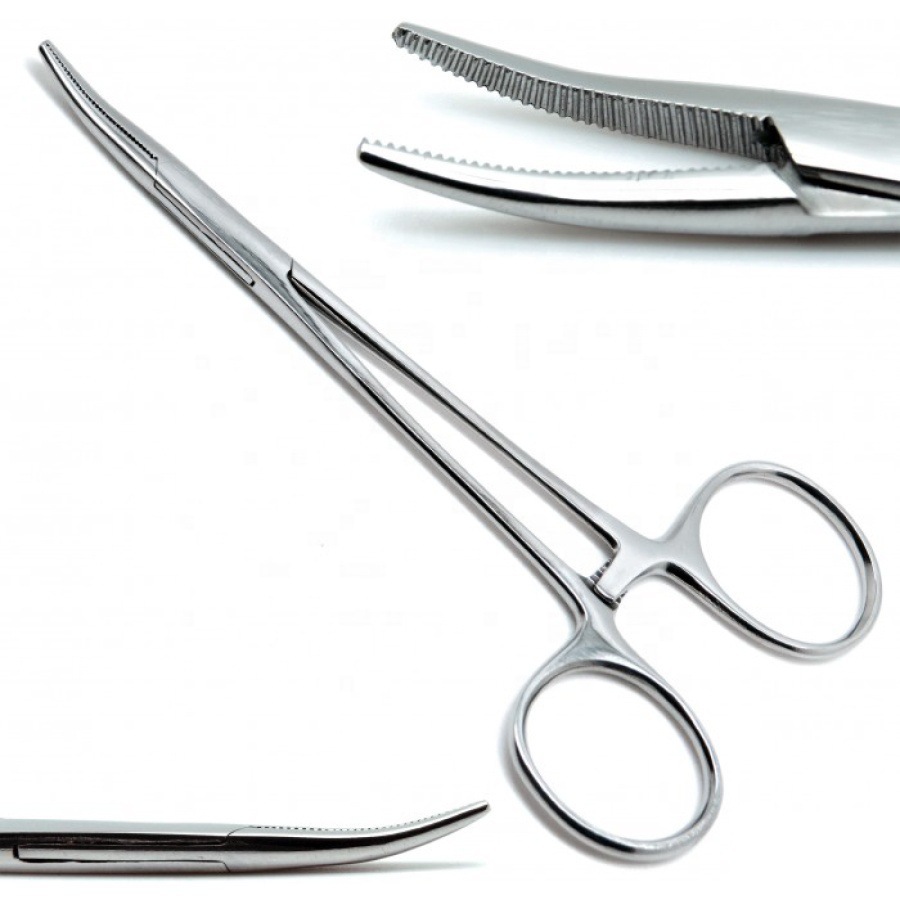 In stock: Stainless steel bright bright hair-pulling forceps, hemostatic forceps, cupping forceps, 12.5 cm mosquito forceps, hook forceps, gauze details Picture
