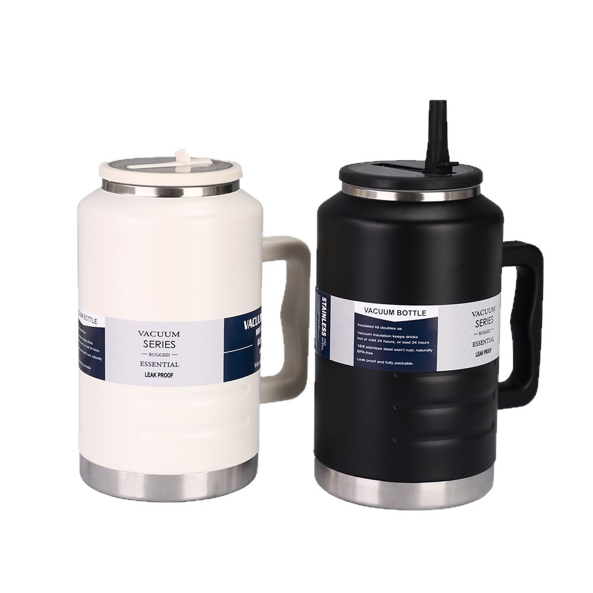 304 stainless steel vacuum straw insulated cup, large-capacity handle, ton ton bucket, outdoor portable double-layer sports water bottle Item Picture