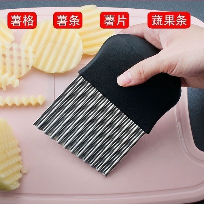 Wavy knife wolf-tooth potato knife for cutting French fries kitchen small tools, stainless steel wavy knife wolf-tooth potato slicer Specification drawing