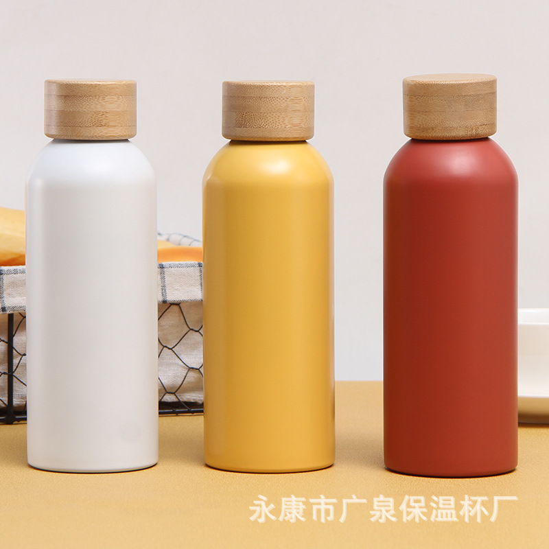 Export small-mouth sports bottles, double-layer stainless steel sports bottles, bamboo-cap sports bottles, outdoor sports water bottles