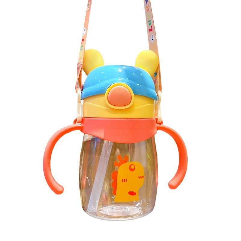 Children's straw water cup with handle, straw cup for babies over one year old, special for kindergartens, cute drinking cup Item Picture