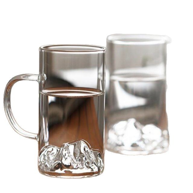 Modern, simple and high-temperature resistant glass tea cups with handles, round for household wholesale Specification drawing