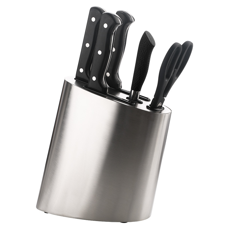 Stainless steel kitchen knife storage rack, kitchen household kitchen knife socket, scissors sharpening stick, universal draining knife rack Item Picture