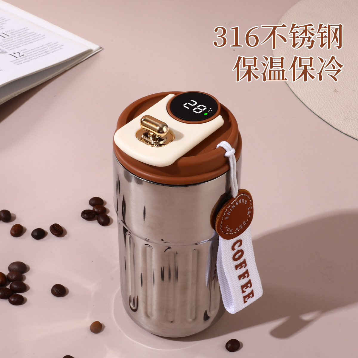 New smart 316 stainless steel coffee cup, high appearance level vacuum insulated cup, handle portable women's gift water cup Application Scenario
