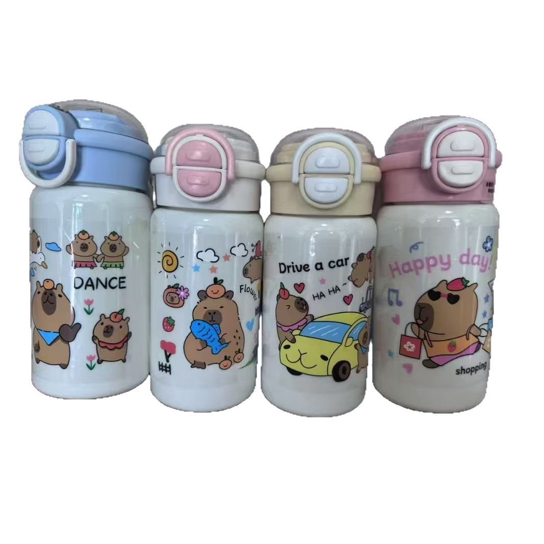 New high-appearation-level large-capacity plastic cup, fresh and clean children's high-appearation-level portable cup, cartoon cute portable water cup Item Picture