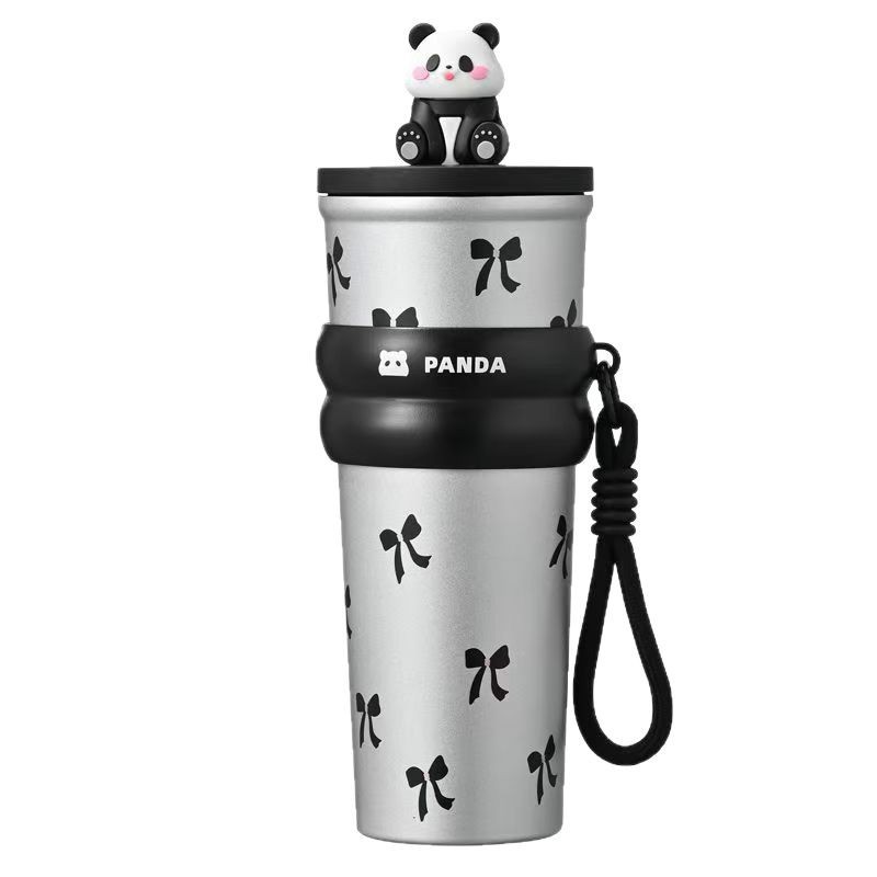 High appearance level, large capacity, niche and trendy insulated cup, cute panda ice king cup, 2025 new model straw cup Item Picture