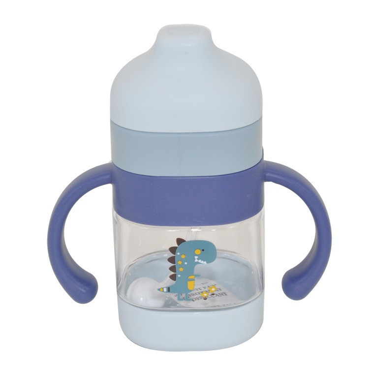 Baby drinking cup, infant and toddler learning to drink duckbill cup, straw cup, double-handle anti-choking and anti-drop water bottle, milk brewing cup Item Picture
