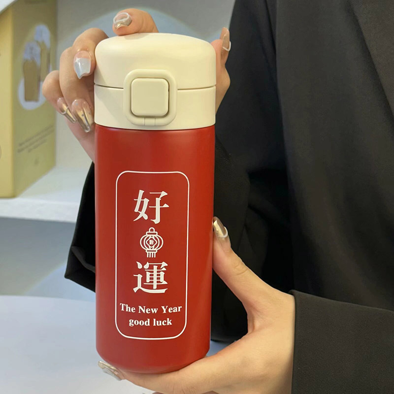 New Good Luck Chinese-style insulated cup for girls, portable, heat-resistant, high appearance level car cup, cold and heat preservation cup details Picture
