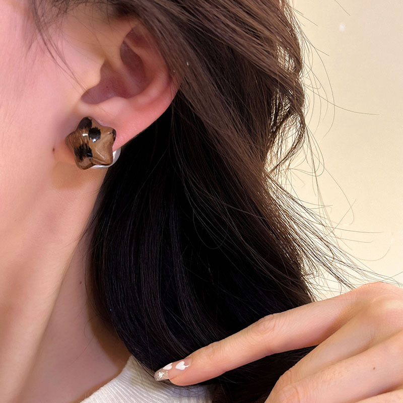 Maillard leopard print five-pointed star earrings, women's light luxury and high-end style, stud earrings, versatile earrings for autumn and winter, niche earrings Application Scenario