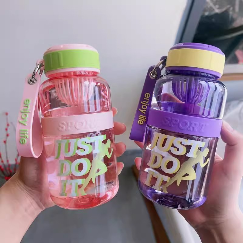Summer large-capacity water cup with tea strainer, high appearance level, ins portable and simple, heat-resistant plastic portable cup for student girls details Picture