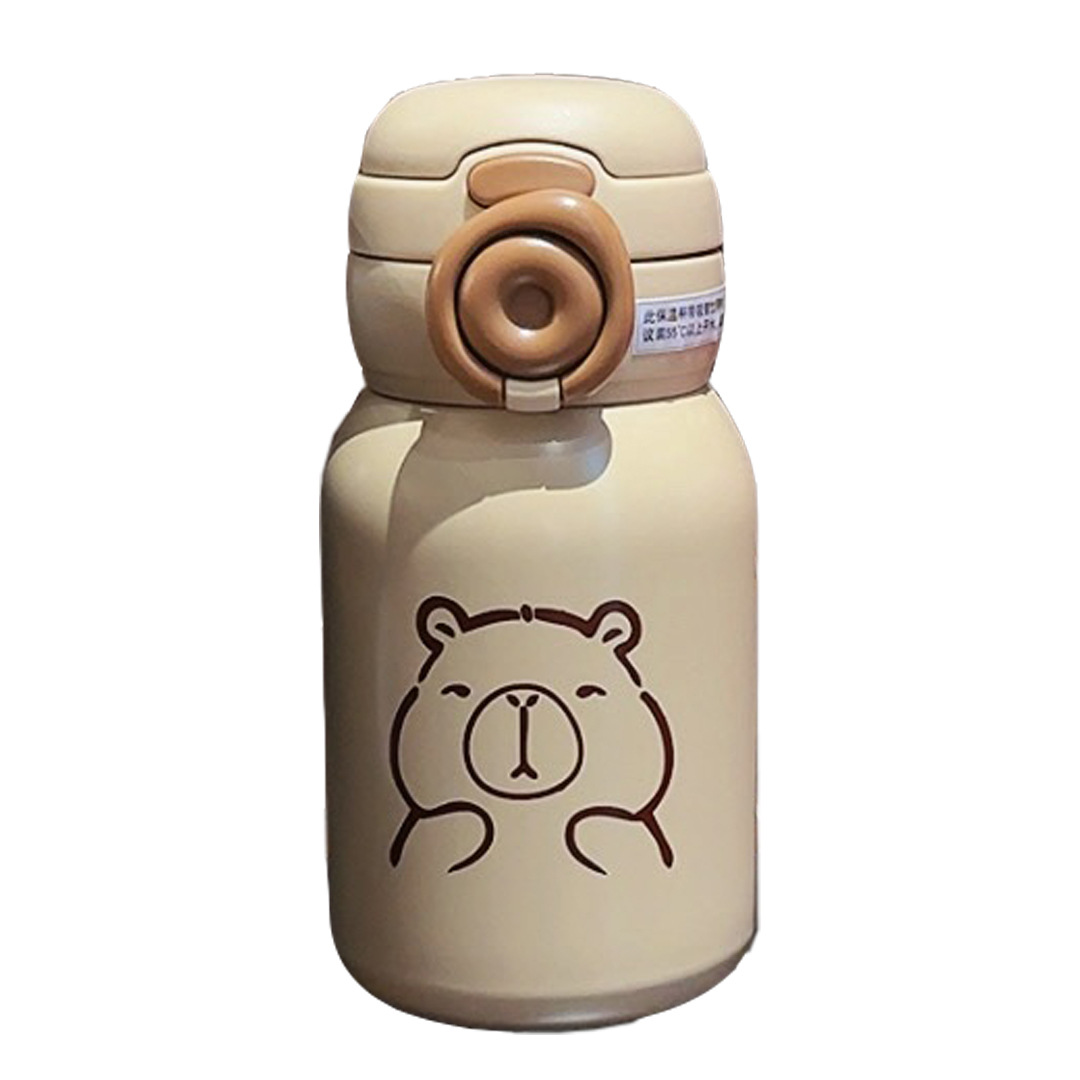 Cute plush children's insulated cup, cartoon portable anti-drop straw cup, stainless steel kindergarten water cup with high appearance level Item Picture