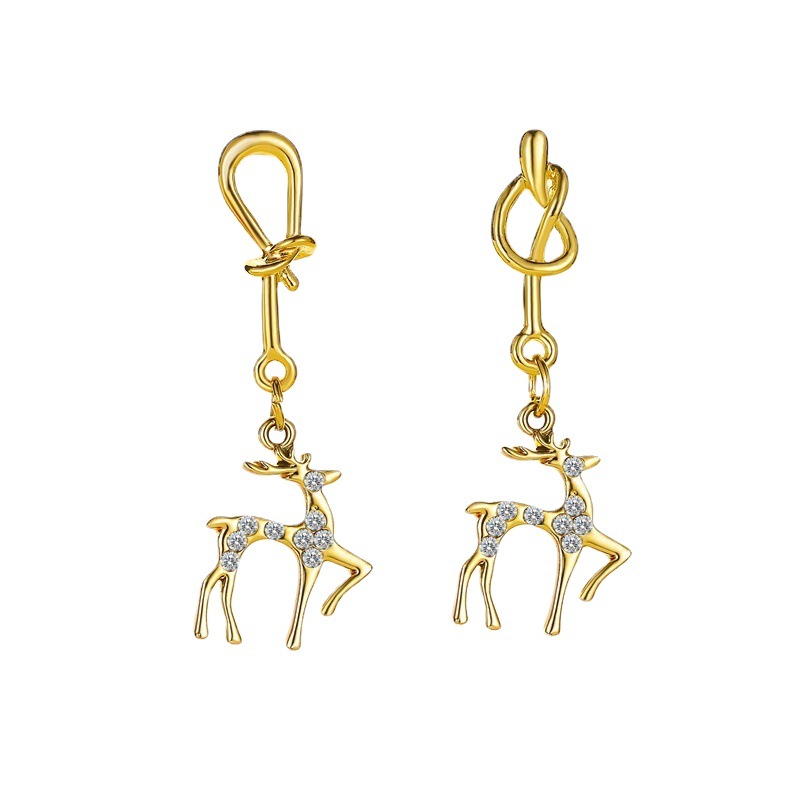 Christmas earrings, knotted deer earrings, simple and individual style, deer stud earrings, fresh and fresh forest-themed trendy earrings Item Picture