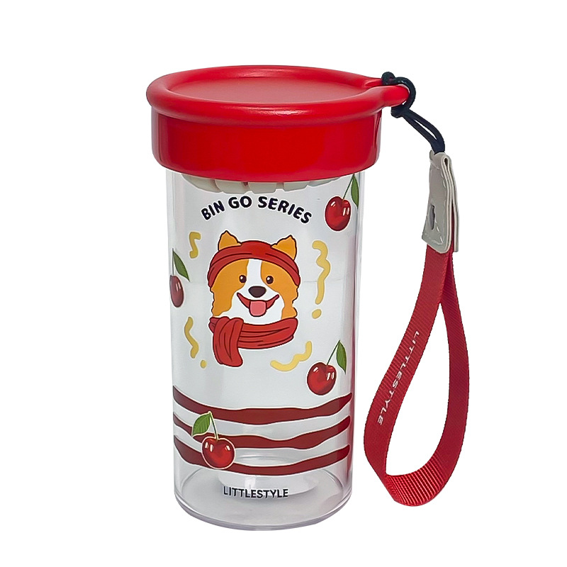 The 2025 new cartoon plastic cup for girls to make tea comes with a tea strainer. It has a high appearance level and an ins style direct drinking cup, which is convenient Item Picture