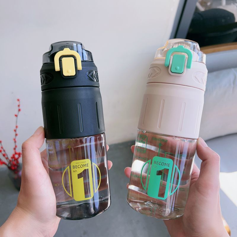 New portable handle, large-capacity direct drinking cup, outdoor sports, simple plastic water bottle, high appearance level for girls, summer full figure