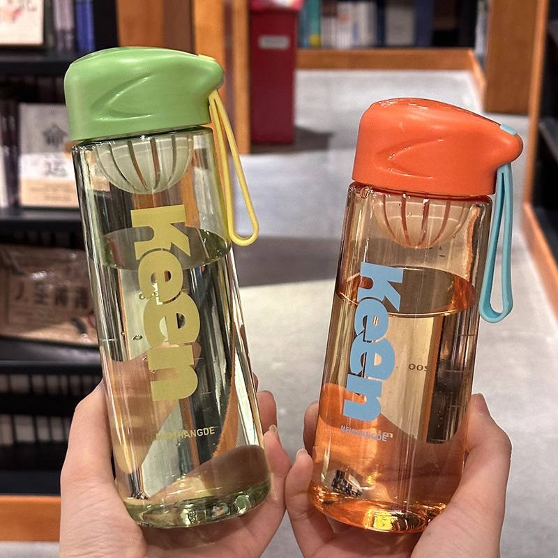 Girls, high appearance level, ins portable cup, children's water cup, simple, anti-drop, heat-resistant plastic, students Specification drawing