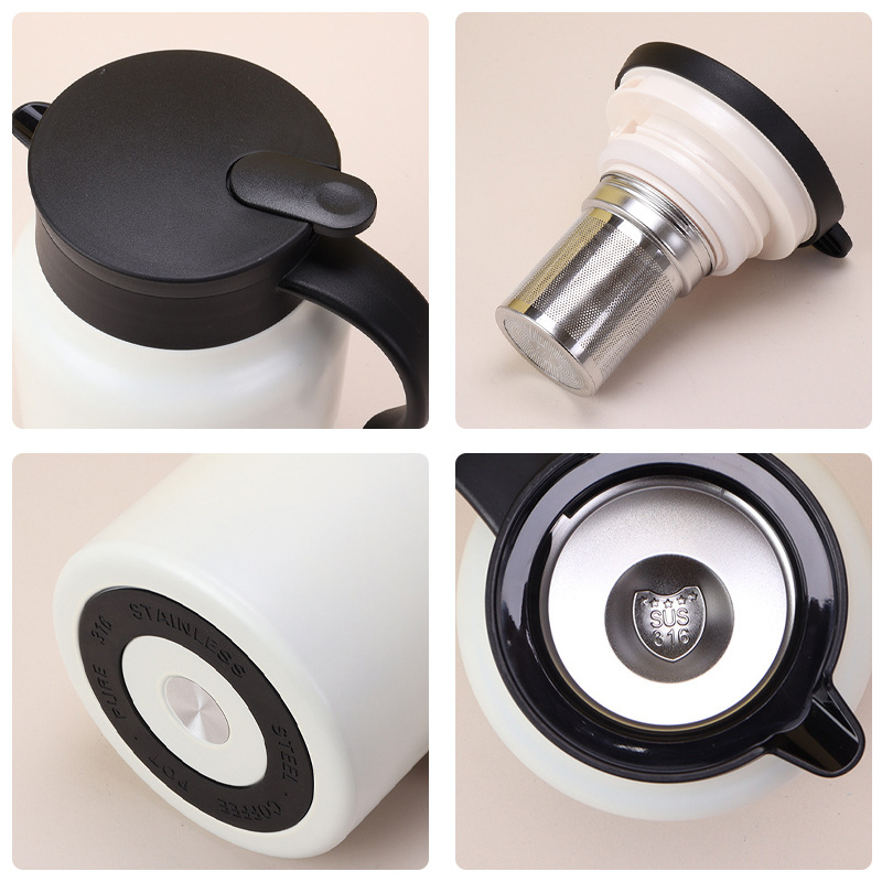 316 stainless steel stewed teapot, large-capacity insulated teapot, temperature-showing tea-water separation stewed teapot, custom pattern details Picture