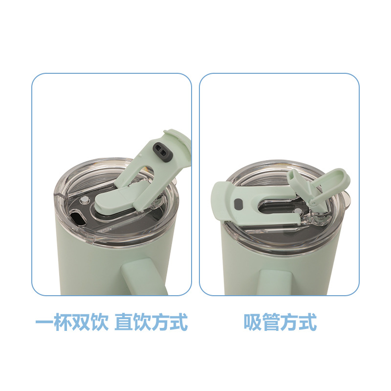 Cross-border factory direct supply 304 stainless steel straw cups, double-drinking insulated cups, cold-keeping portable car cups, ice king cups Specification drawing