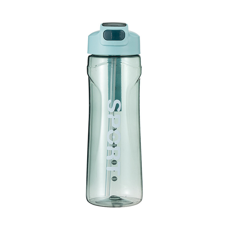 A creative, fresh and simple Korean-style water cup with a straw and a portable male student sports outdoor plastic cup Item Picture
