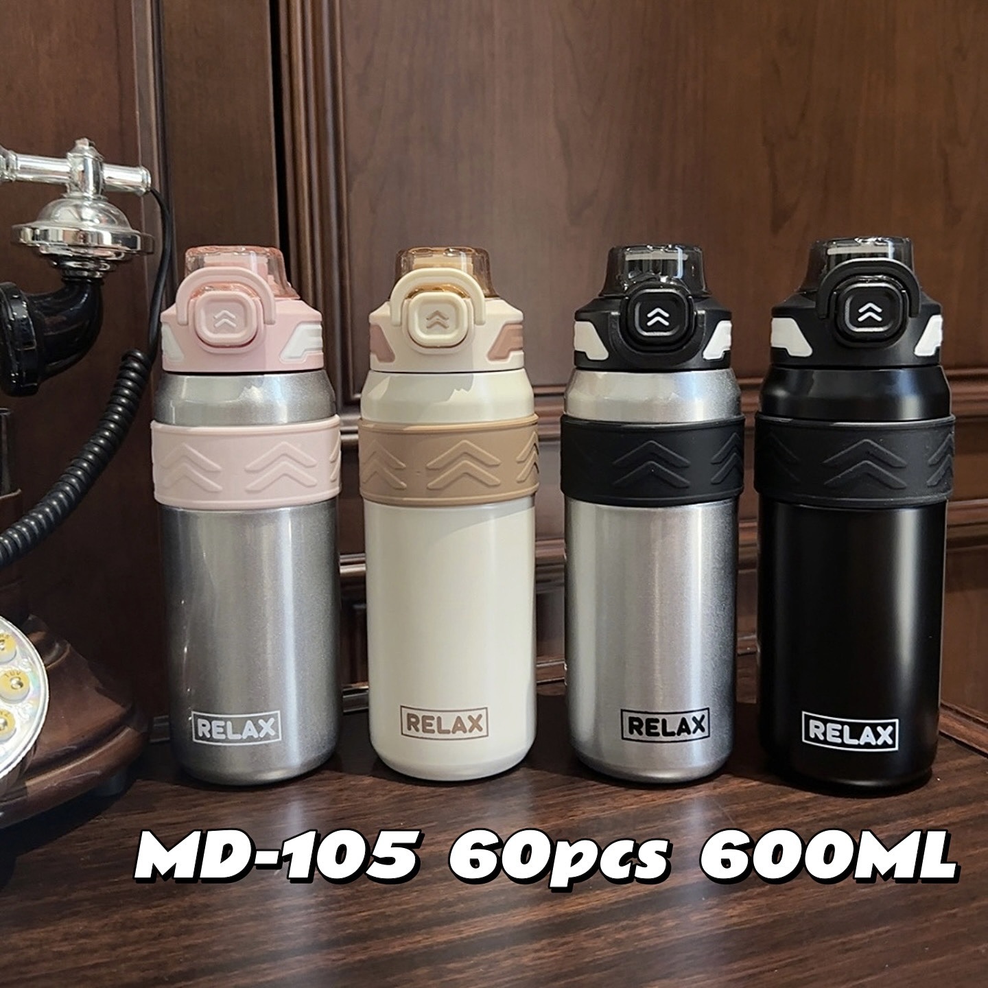 Simple and portable stainless steel vacuum insulated cup, men's water cup, bouncy double drinking, anti-slip, outdoor climbing cup, gift details Picture