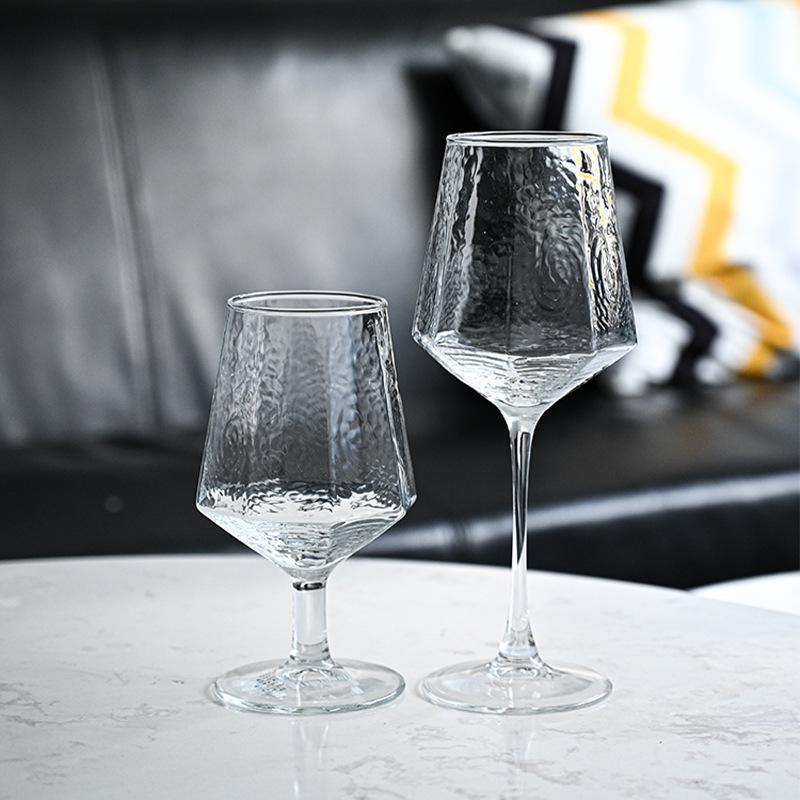 Nordic light luxury diamond-patterned red wine glass, personalized octagonal geometric tall glass, large-capacity white wine glass, cross-border details Picture