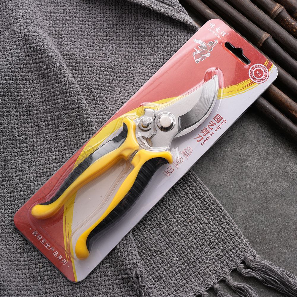 Lin Taizuo brand's ultra-high-end customized hard card stainless steel garden scissors, fruit picking, pruning, grafting and rebound scissors Specification drawing