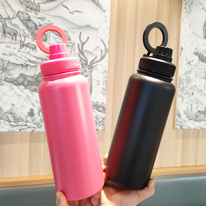 Cross-border powder-coated magnetic suction mobile phone, space water bottle, outdoor sports large-capacity 304 stainless steel vacuum insulated cup Specification drawing