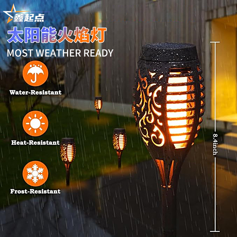 Amazon outdoor waterproof torch lamp, ground socket garden landscape lamp, courtyard simulation flame lamp, solar ground socket lamp full figure