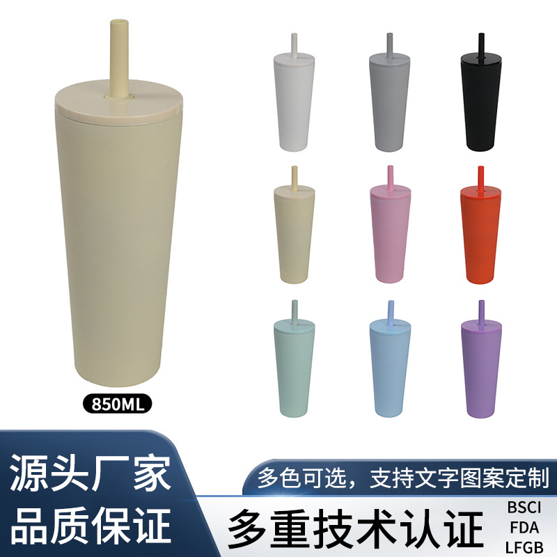 Cross-border bestseller silicone straw stainless steel insulated water cup, high appearance level student high appearance level large-capacity straw cup full figure