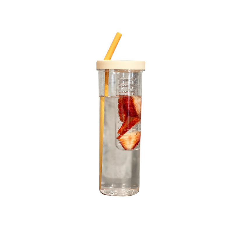 ins popular fruit water cups, lemon filter juice cups, plastic cups for boys and girls, straws, outdoor tea cups Item Picture