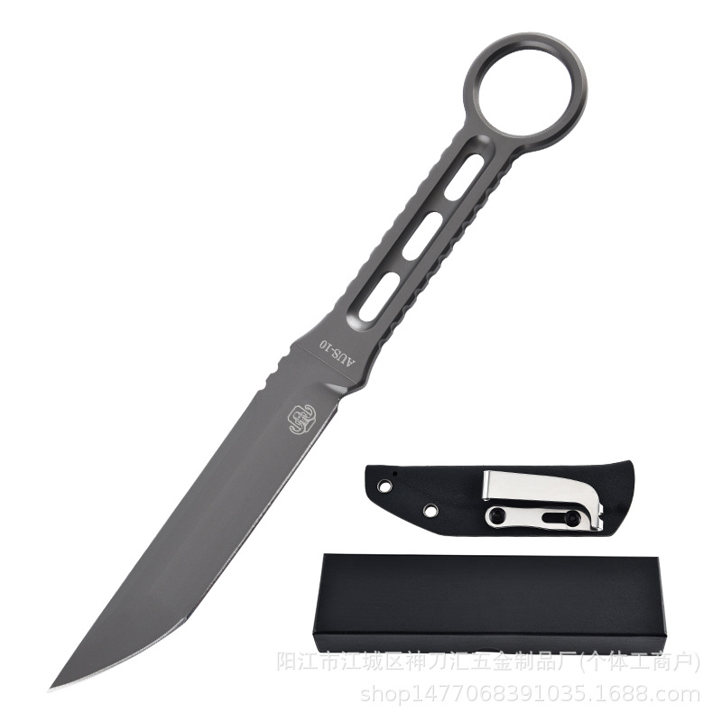 Hot-selling Krypton Rhino Ray AUS integrated straight knife, camping table knife, self-defense knife, outdoor portable tactical knife Specification drawing