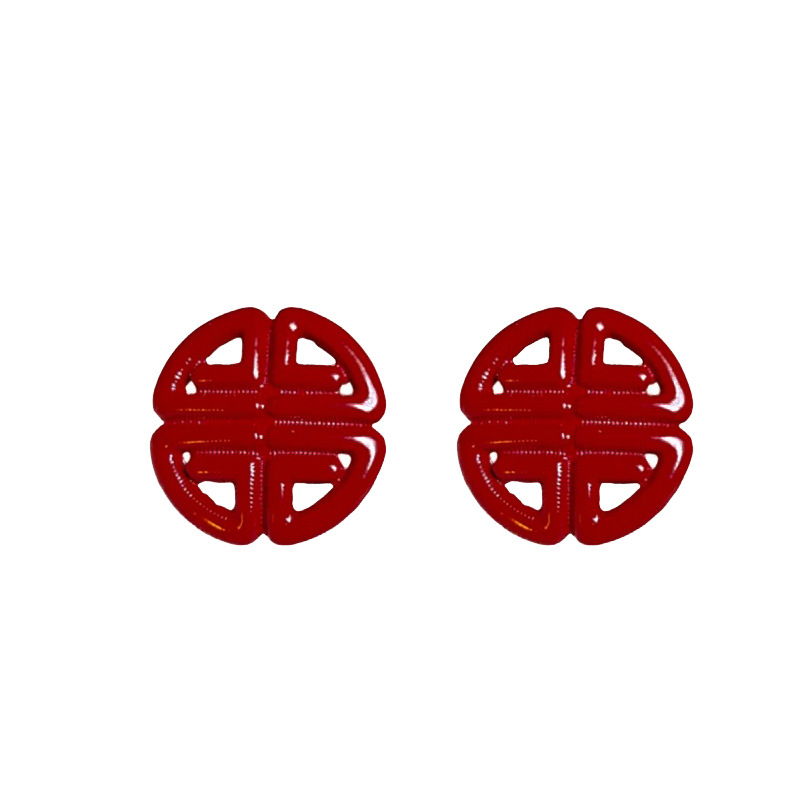 Ankela Red hollowed-out "Xi" character ear studs for Women 2024 New bestseller, high-end and niche ear studs, fashionable and versatile earrings Item Picture