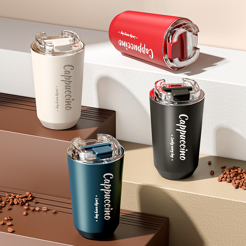 Amazon-exclusive high-appearance-level double-layer vacuum coffee cups, creative car water cups, portable stainless steel insulated cups Specification drawing