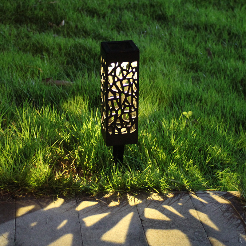 Outdoor waterproof solar lamp, beautiful hollowed-out ultra-low lamp, creative warm light LED light-controlled sensor lawn and courtyard lamp details Picture
