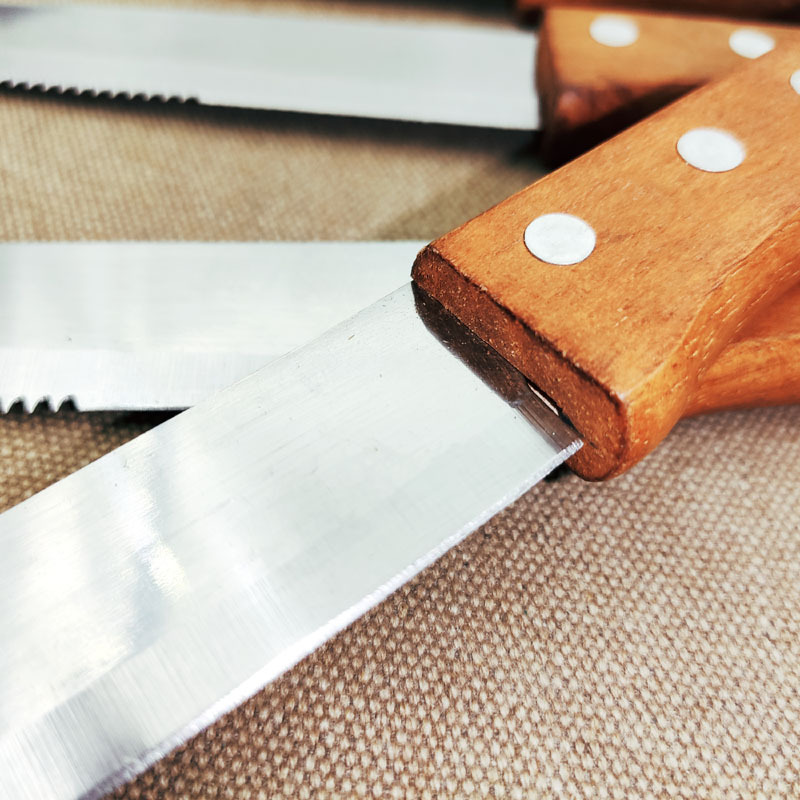 Steak knife, steak knife, serrated knife, stainless steel Western-style knife, stainless steel log steak knife, barbecue knife, small knife Application Scenario