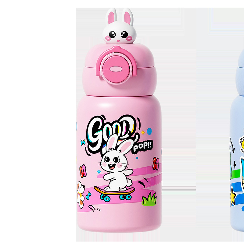 Animal cartoon 316 stainless steel insulated cup, men's and women's outdoor portable travel cup, high appearance level straw direct drinking cup Item Picture