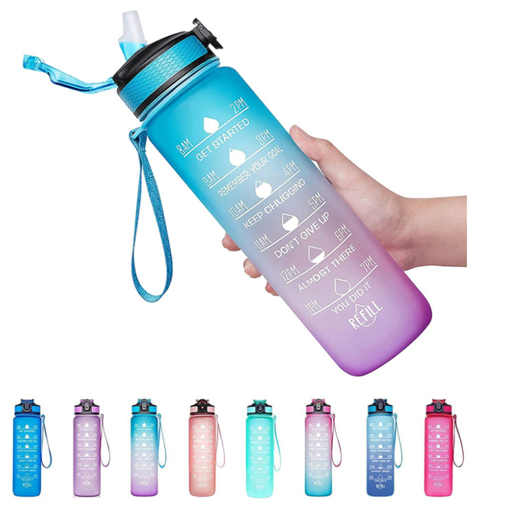 Amazon's new gradient 1000ML large-capacity outdoor sports plastic cup made of Tritan material is in stock details Picture