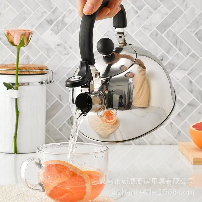 Light luxury stainless steel kettle, 2L flat-bottomed kettle, sounding kettle, induction cooker, gas universal outdoor tea kettle Specification drawing